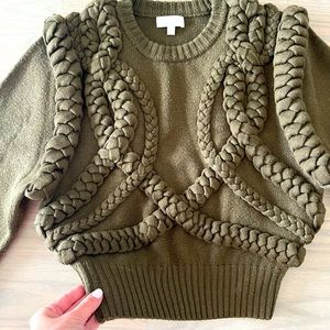 Beautiful army green sweater with braided detail